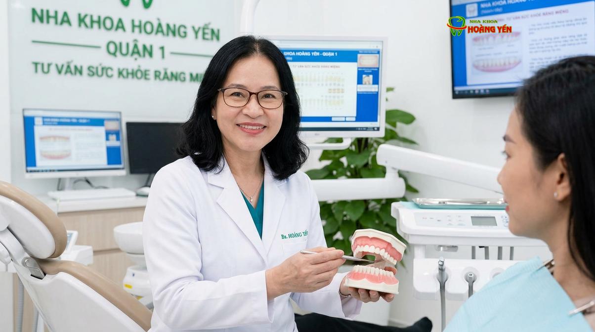 BS. Nguyễn Thị Hoàng Yến tư vấn chuyên sâu cho bệnh nhân tại Nha Khoa Hoàng Yến.