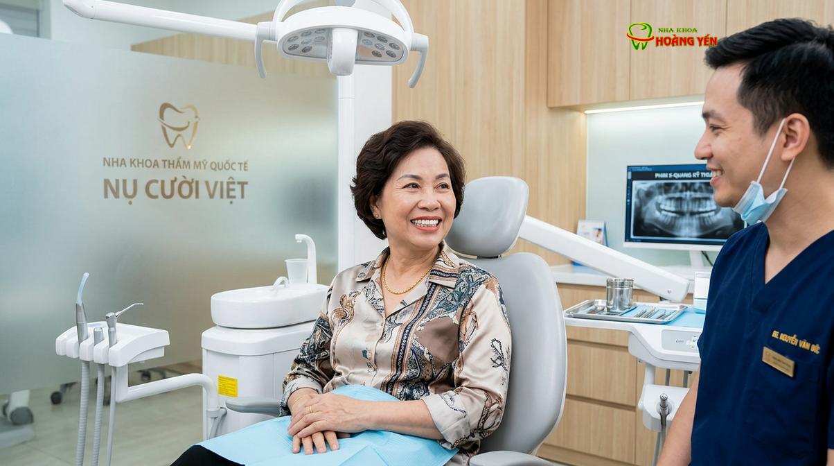 Phục hình toàn hàm giúp khôi phục chức năng ăn nhai và thẩm mỹ nụ cười cho bệnh nhân mất răng lâu năm.
