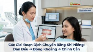 Visual illustration of các giai đoạn niềng răng