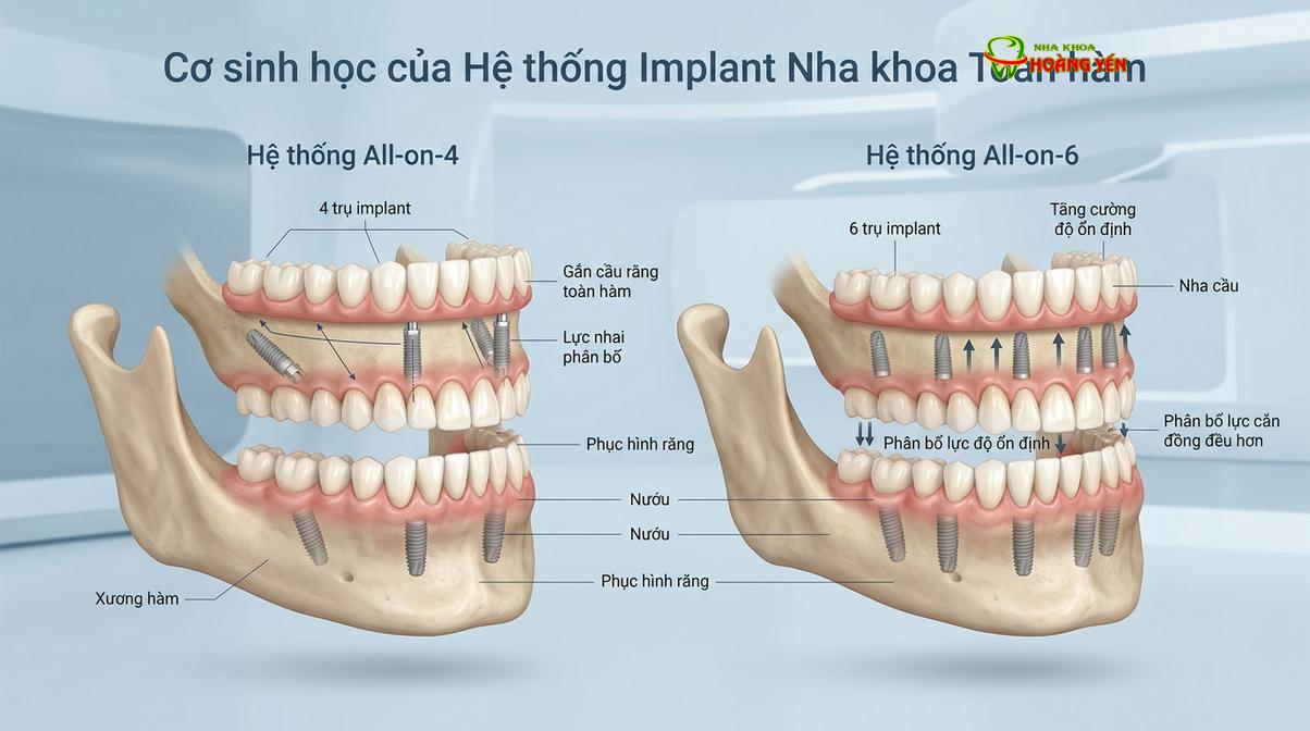 Mô phỏng phân bố lực nhai trên hệ thống implant toàn hàm.
