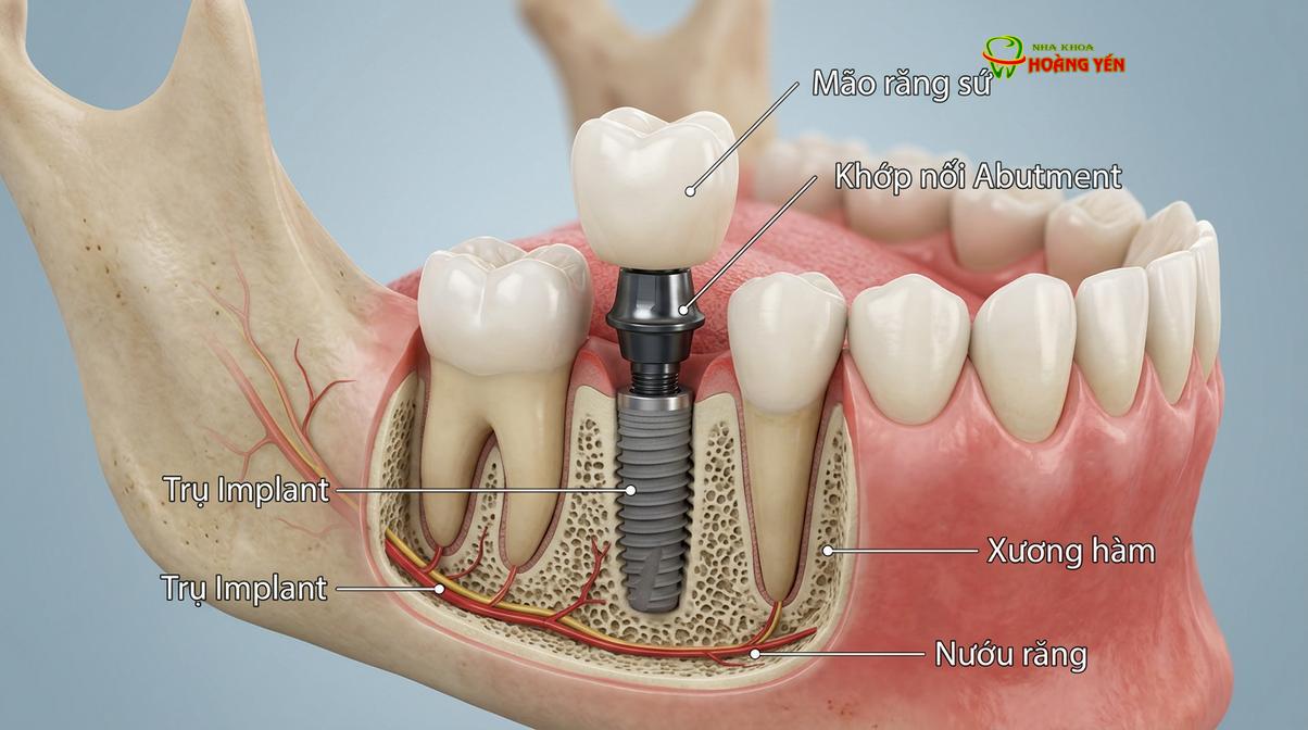 Cấu tạo cơ bản của một chiếc răng implant hoàn chỉnh