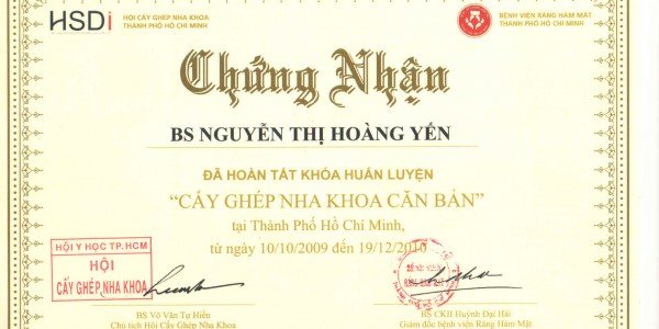 Chứng chỉ nha khoa thẩm mỹ & thiết kế nụ cười