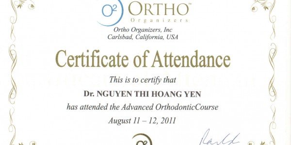 Chứng nhận hội viên Hội Răng Hàm Mặt TP.HCM (HOSA)