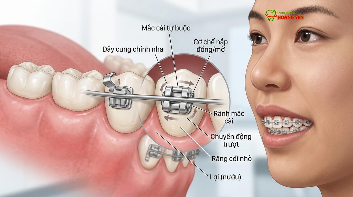 Cơ chế nắp trượt tự động giúp giảm ma sát trong chỉnh nha.