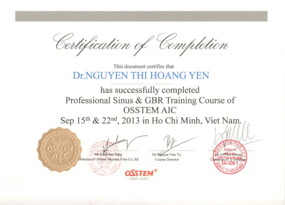 Giấy phép hoạt động khám chữa bệnh Nha Khoa Hoàng Yến
