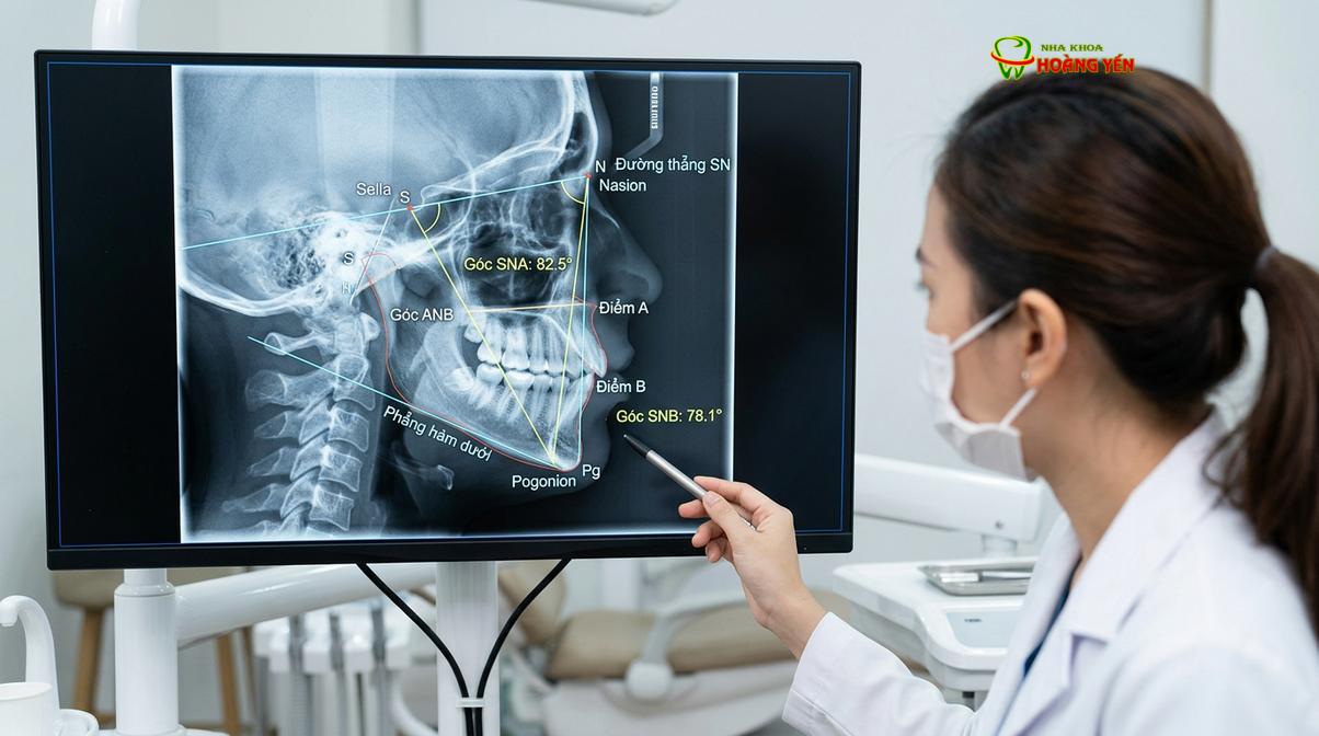 Phim X-quang sọ nghiêng (Cephalometric) là tiêu chuẩn vàng để chẩn đoán nguyên nhân gây hô.