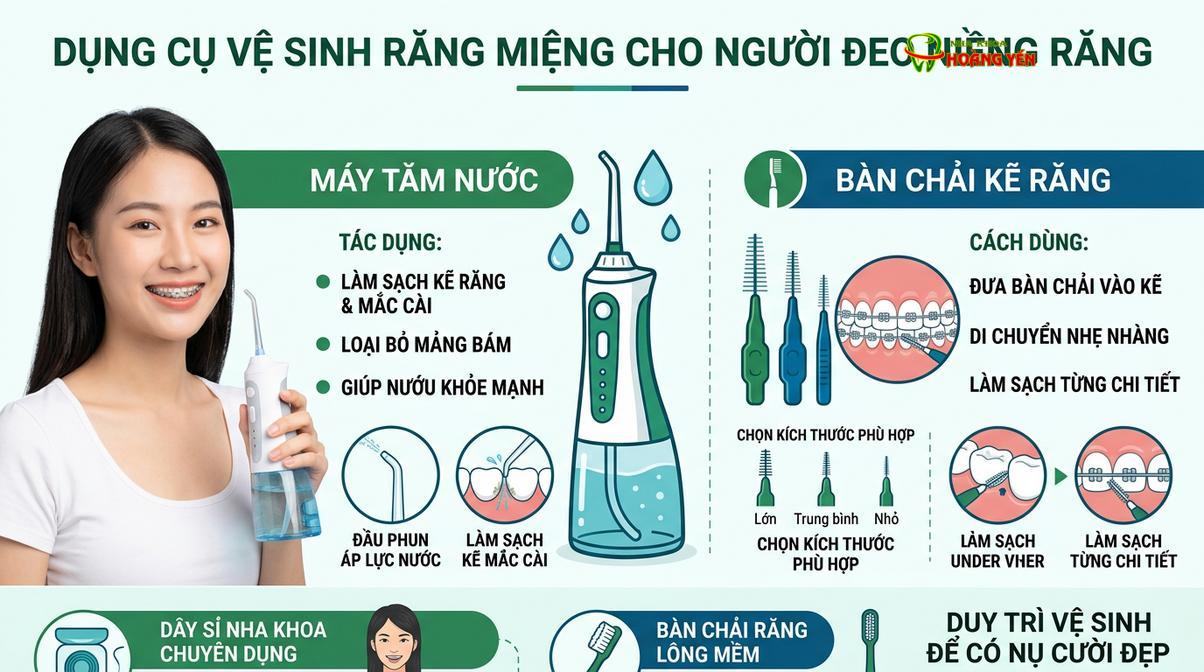 Sử dụng đúng các dụng cụ vệ sinh răng miệng là chìa khóa để bảo vệ men răng khi chỉnh nha.