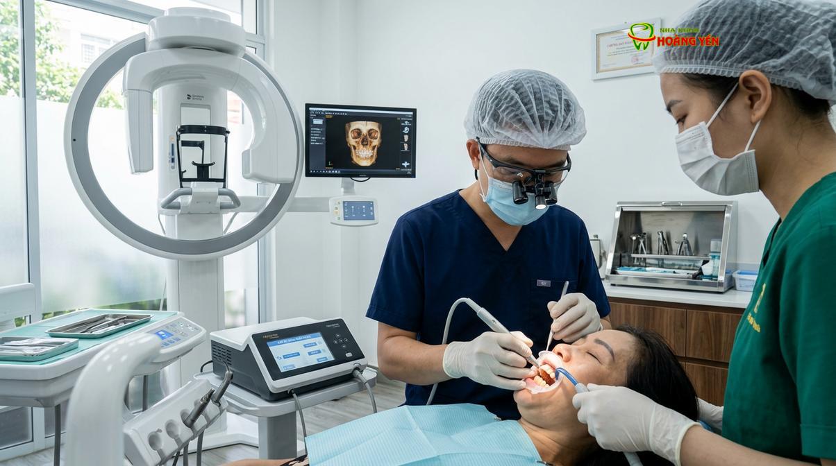 Hệ thống trang thiết bị chẩn đoán hình ảnh CT Cone Beam 3D hiện đại hỗ trợ phẫu thuật implant.