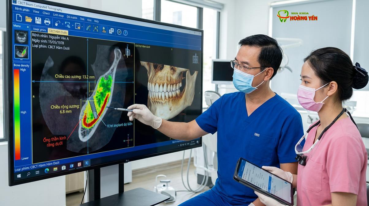 Phim chụp CT Cone Beam 3D là yếu tố quan trọng để thực hiện cấy implant an toàn.