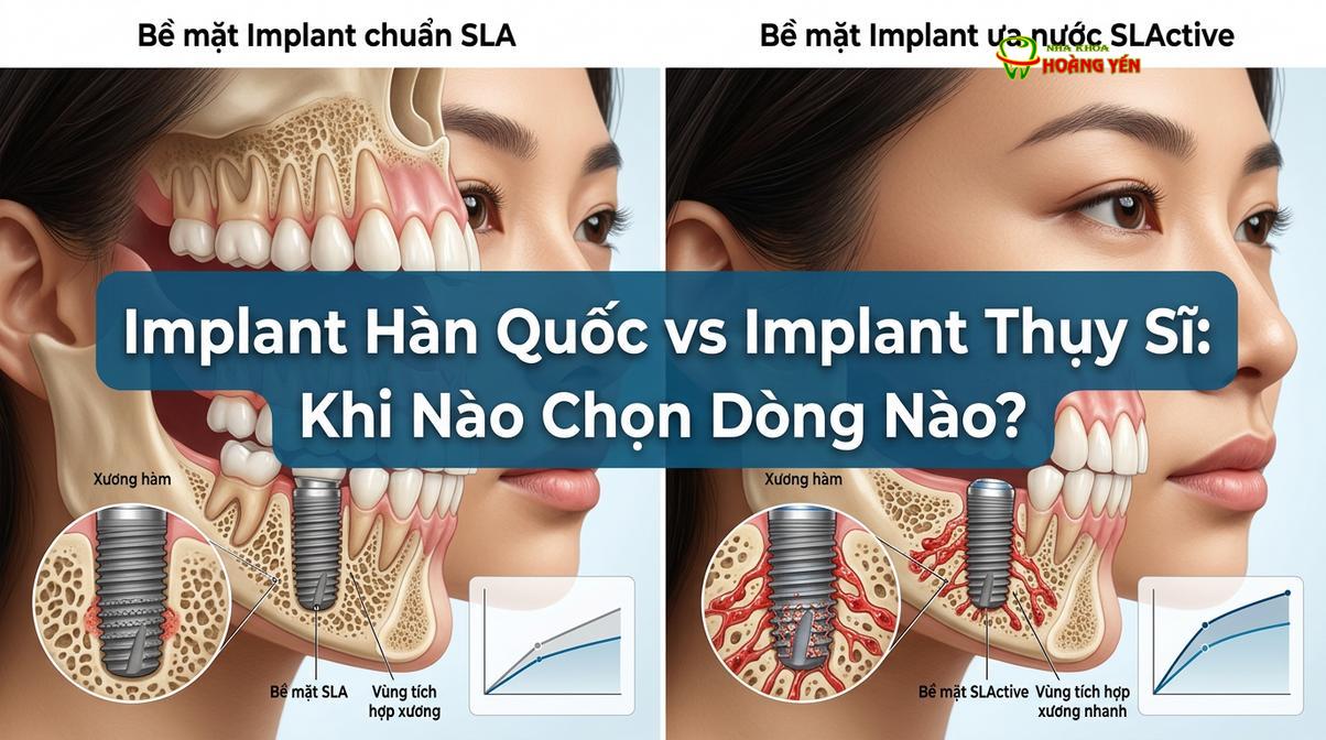 Mô phỏng quá trình tích hợp xương của trụ implant vào cấu trúc xương hàm.