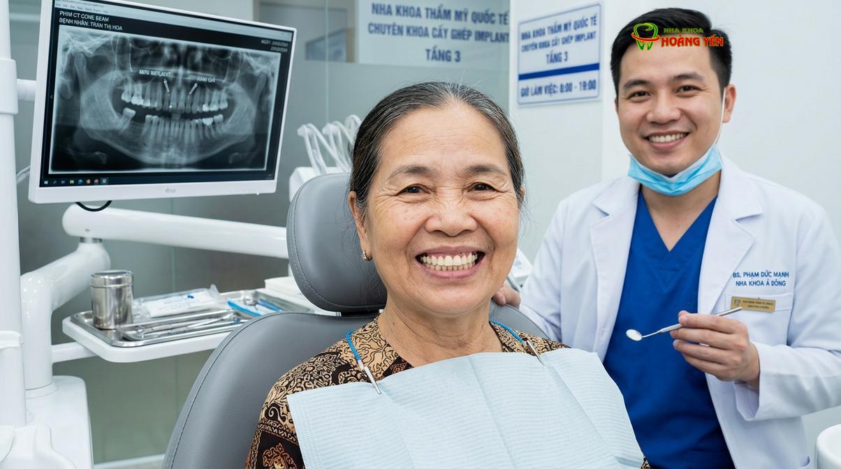 Implant mini là giải pháp hỗ trợ cố định hàm giả tháo lắp cho người cao tuổi