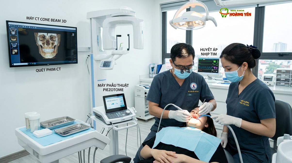 Hệ thống chẩn đoán hình ảnh CT Cone Beam 3D và máy phẫu thuật siêu âm Piezotome tại nha khoa.
