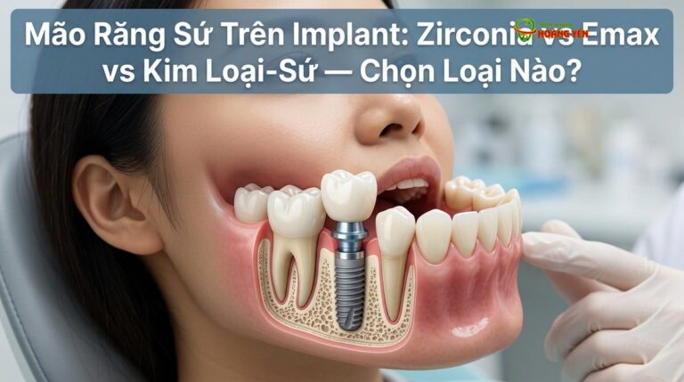 Mão Răng Sứ Trên Implant: Zirconia vs Emax vs Kim Loại-Sứ — Chọn Loại Nào?