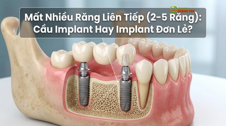 Mất Nhiều Răng Liên Tiếp (2–5 Răng): Cầu Implant Hay Implant Đơn Lẻ?