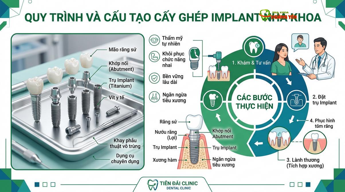 Các dòng trụ implant cao cấp được chuẩn bị vô trùng trước ca phẫu thuật.