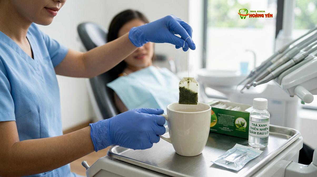 Sử dụng túi lọc trà xanh là một mẹo tự nhiên hỗ trợ cầm máu và làm dịu vết thương.