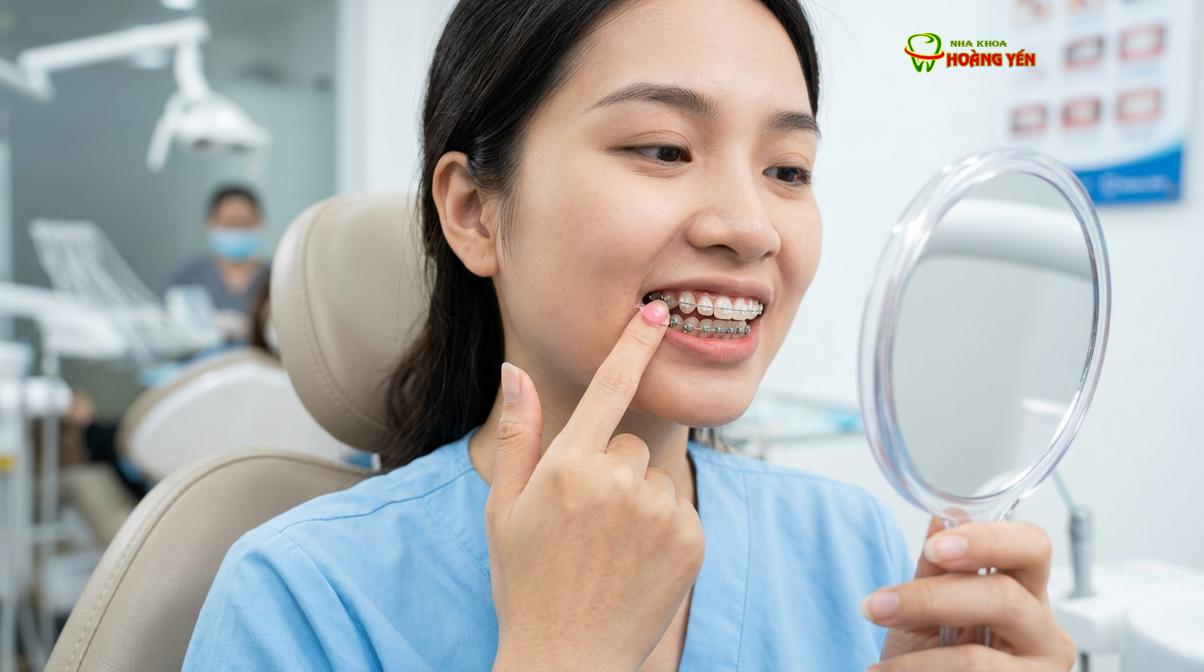 Sử dụng sáp nha khoa bọc lại các góc cạnh sắc nhọn của mắc cài là biện pháp bảo vệ cơ học hiệu quả.