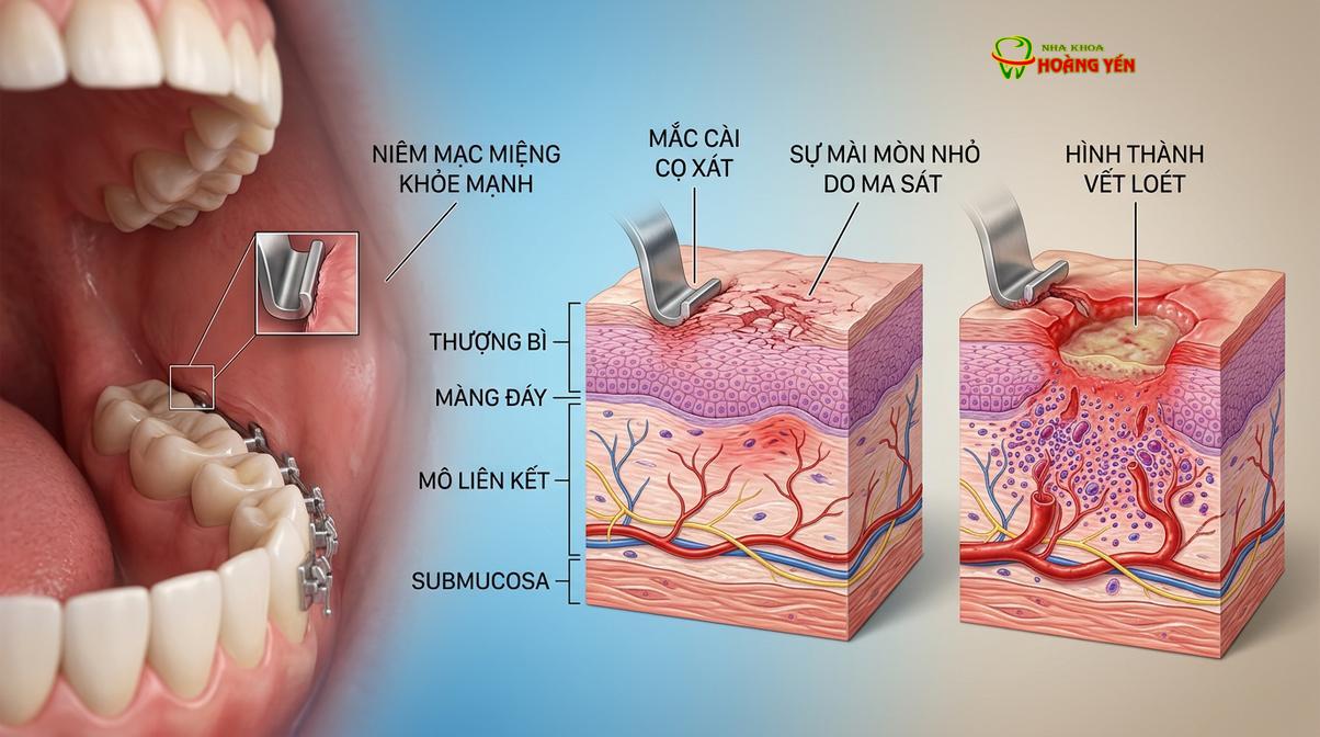 Mô phỏng cấu trúc niêm mạc miệng bị viêm loét do tác động lực cơ học và vi khuẩn nội sinh.