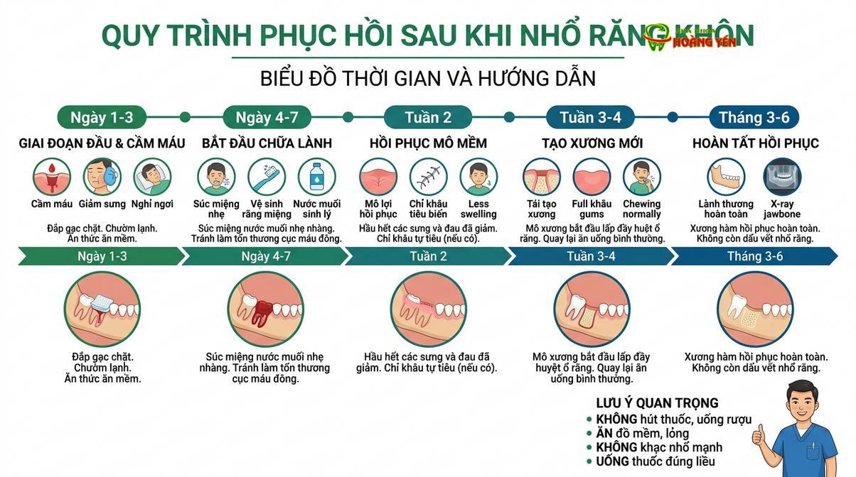 Quá trình hồi phục sinh học sau khi can thiệp phẫu thuật nhổ răng khôn.