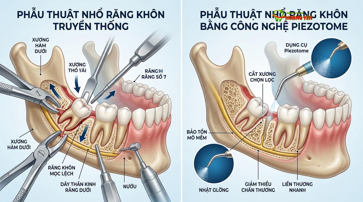 Công nghệ nhổ răng bằng sóng siêu âm Piezotome giúp hạn chế sang chấn và đẩy nhanh quá trình lành thương.