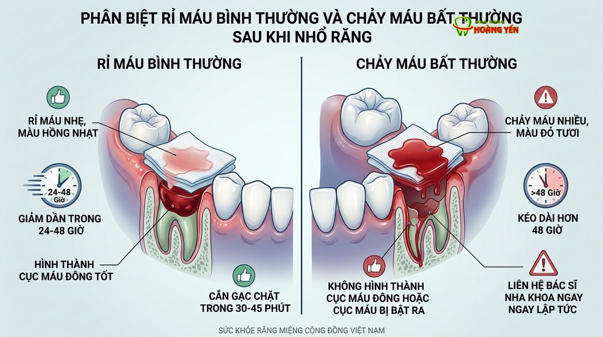 Phân biệt rõ ràng giữa rỉ máu sinh lý và chảy máu bất thường giúp bệnh nhân an tâm hơn khi chăm sóc tại nhà.