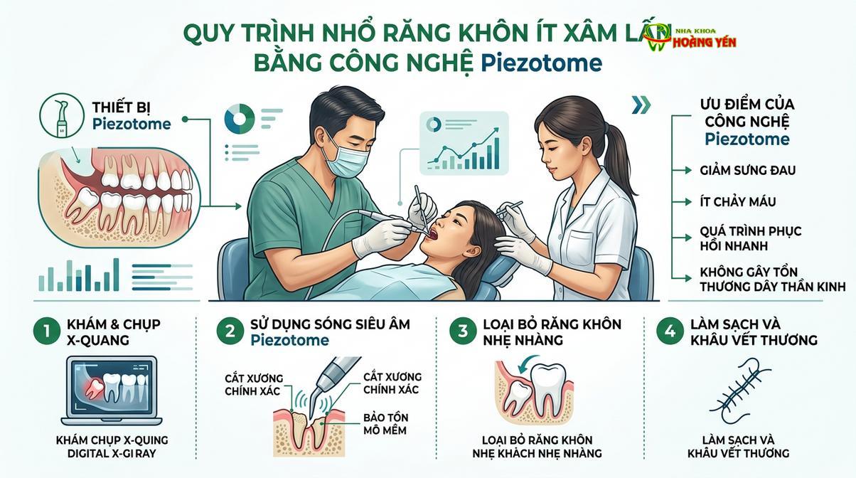 Ứng dụng công nghệ siêu âm Piezotome giúp bóc tách mô nhẹ nhàng, bảo vệ mạch máu và hạn chế chảy máu.