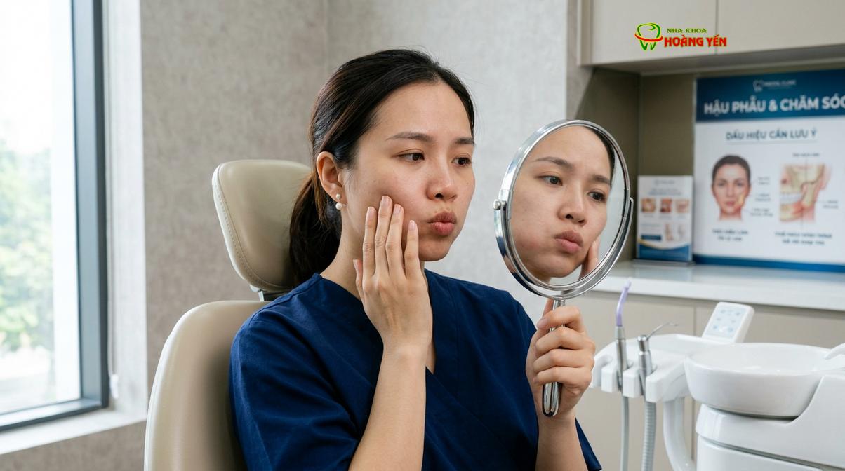 Cảm giác hóp má sau nhổ răng thường do sụt cân tạm thời hoặc thay đổi thói quen ăn nhai.
