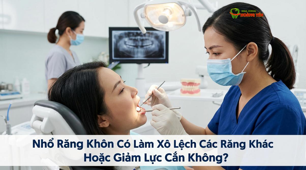 Răng khôn nằm ở vị trí cuối cùng của cung hàm, việc nhổ bỏ không tạo ra khoảng trống làm các răng phía trước lùi lại.