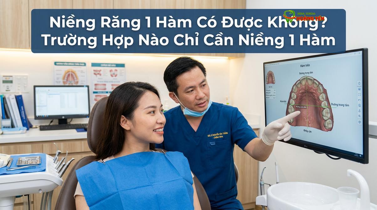 Bác sĩ chuyên khoa tiến hành đánh giá khớp cắn trên phần mềm 3D trước khi quyết định chỉnh nha 1 hàm.