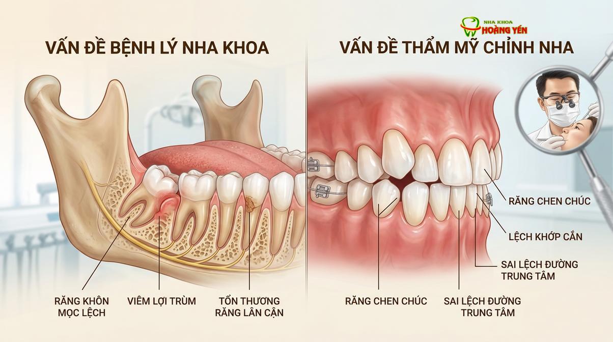 Phân định rõ ràng giữa các hạng mục điều trị bệnh lý và dịch vụ thẩm mỹ trong nha khoa.