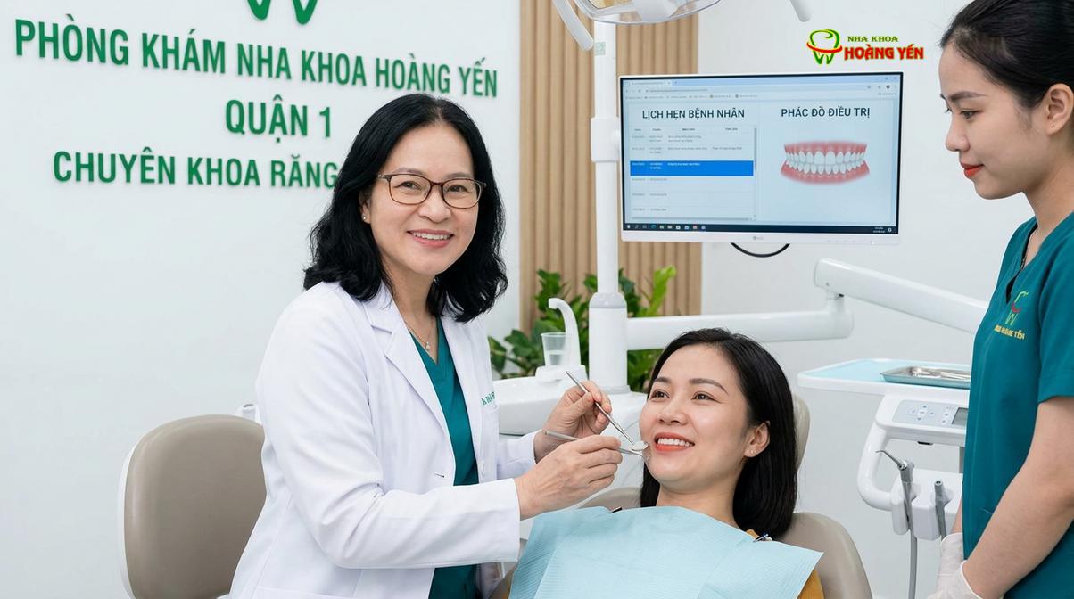 BS. Nguyễn Thị Hoàng Yến tư vấn niềng răng tại Nha Khoa Hoàng Yến.
