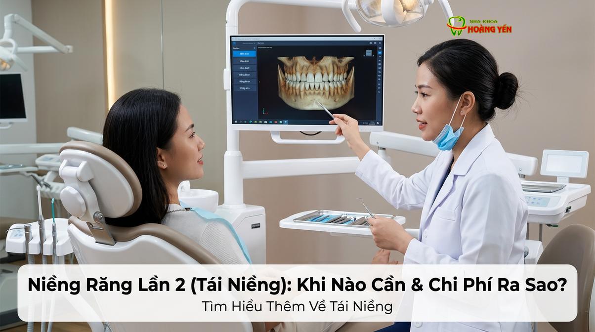 Bác sĩ thăm khám và đánh giá tình trạng sai lệch khớp cắn trước khi quyết định tái niềng.