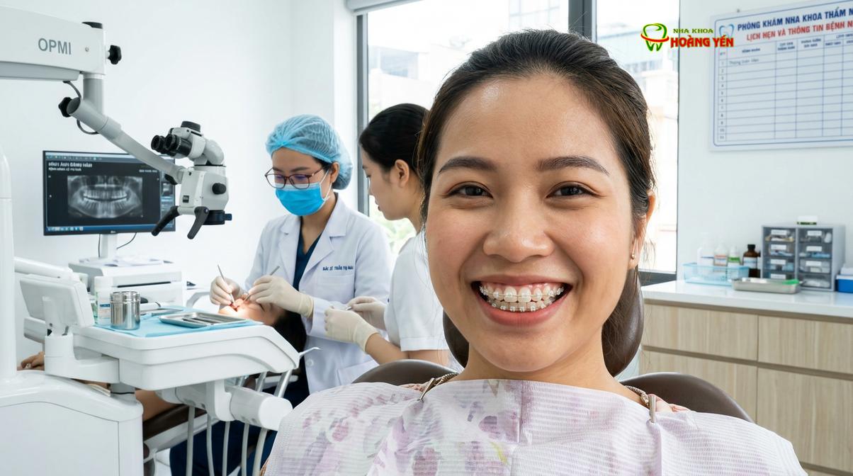 Mắc cài sứ tự buộc mang lại tính thẩm mỹ cao, phù hợp cho người trưởng thành có nhu cầu giao tiếp nhiều.