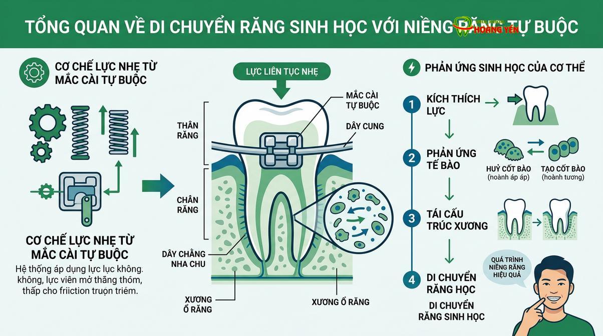 Lực tác động nhẹ và liên tục giúp bảo vệ mô nha chu và kích thích di chuyển răng sinh lý.
