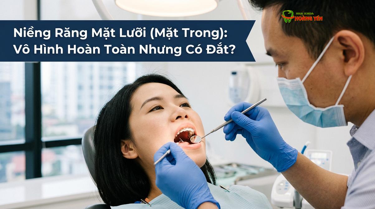 Mắc cài mặt lưỡi được gắn tinh tế ở mặt trong của răng, đảm bảo tính thẩm mỹ cao khi giao tiếp.