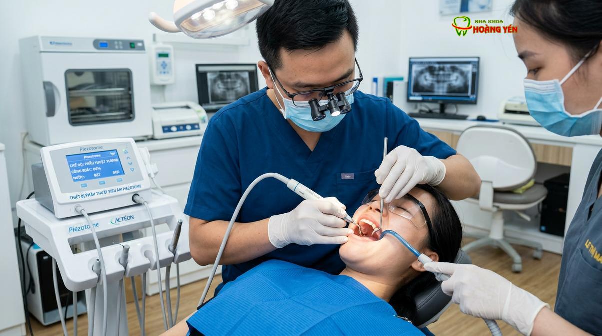 Ứng dụng công nghệ siêu âm Piezotome giúp quá trình nhổ răng khôn diễn ra nhẹ nhàng, hạn chế sang chấn.
