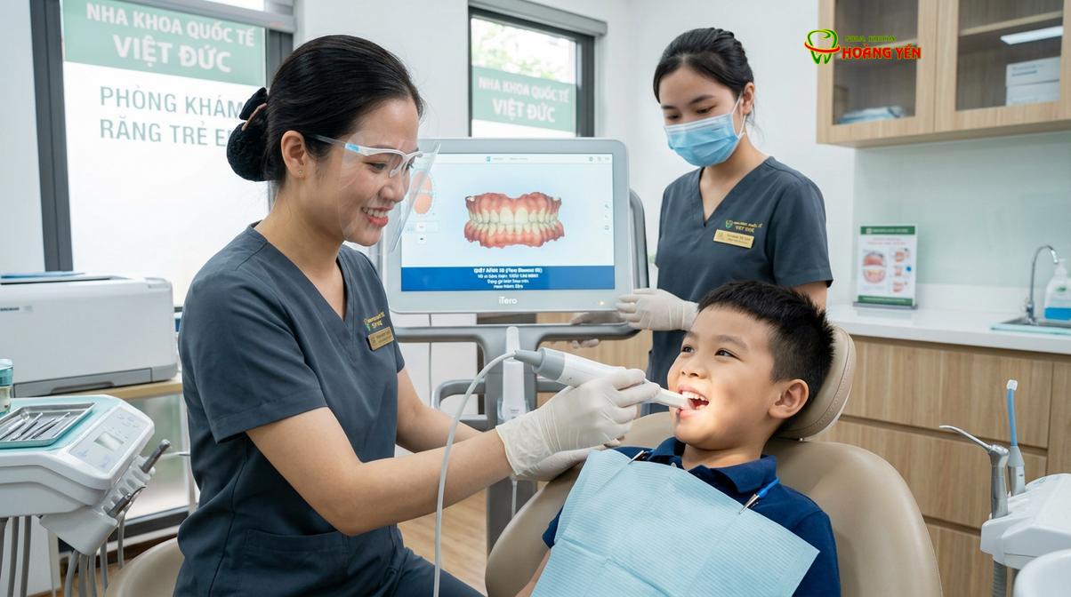 Sử dụng công nghệ quét dấu hàm 3D iTero Element mang lại trải nghiệm thoải mái cho trẻ.