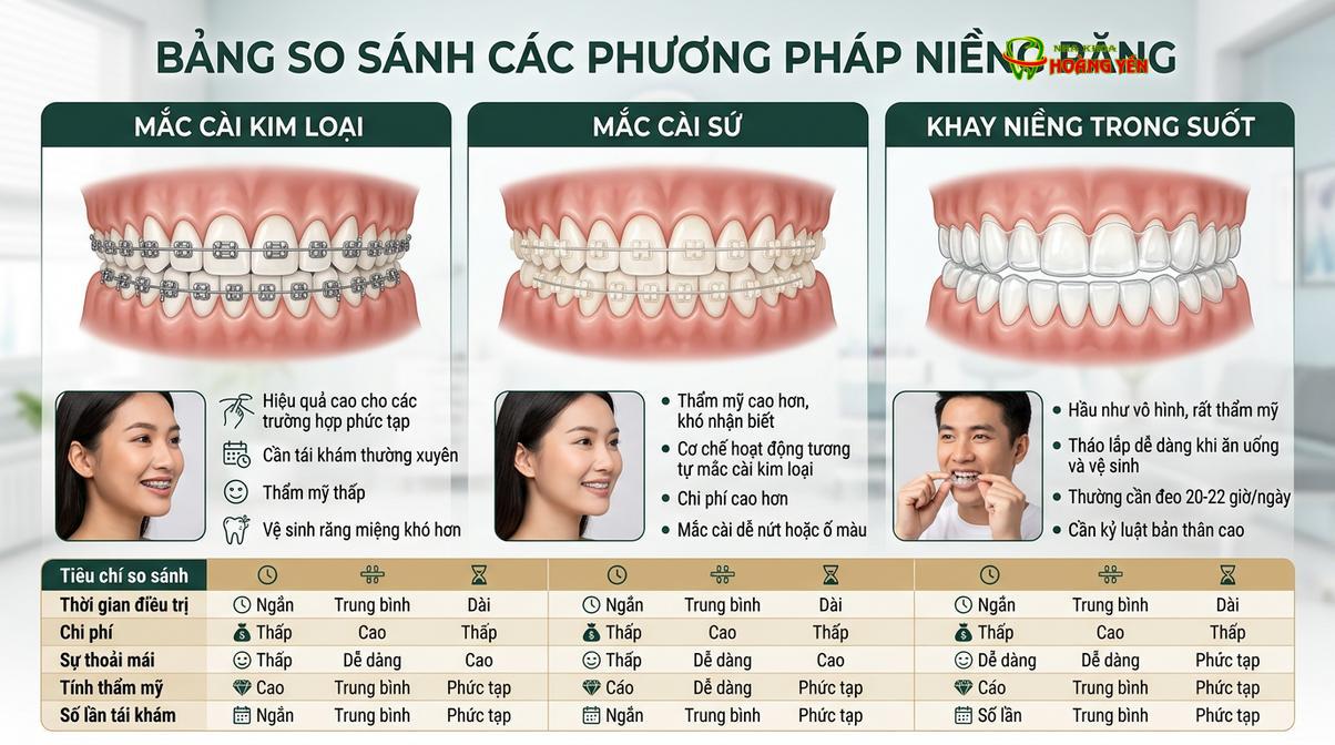 Các phương pháp niềng răng phổ biến hiện nay mang lại nhiều sự lựa chọn về thẩm mỹ và chi phí.