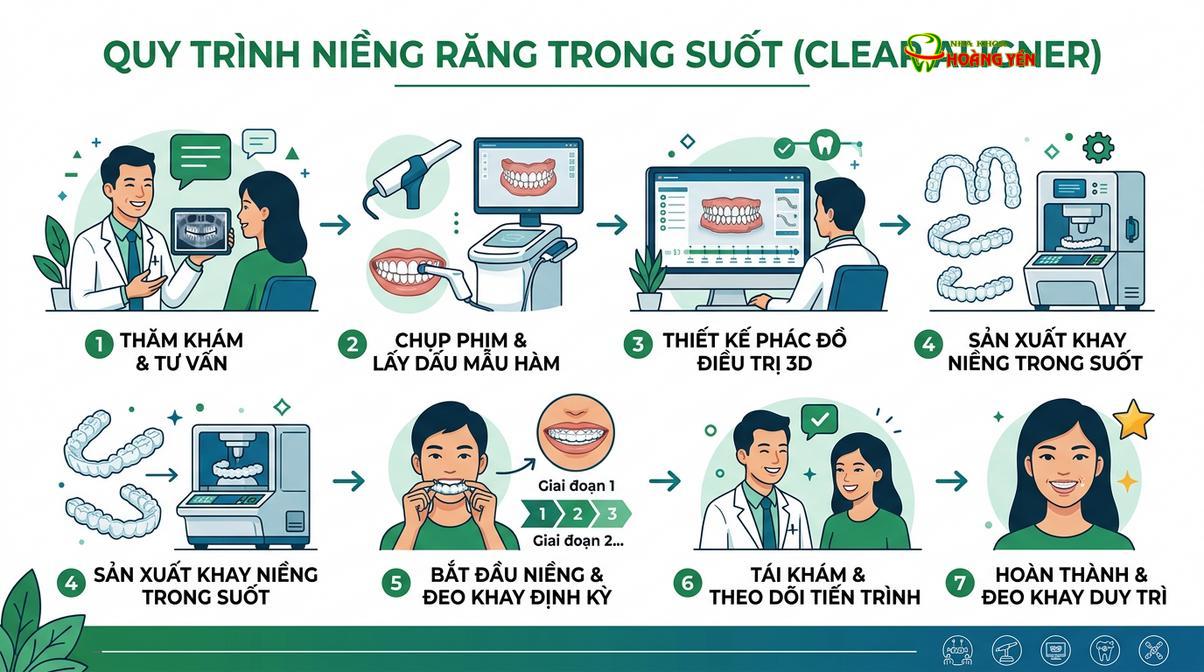 Quy trình thăm khám và thiết kế nụ cười kỹ thuật số trong chỉnh nha khay trong suốt.