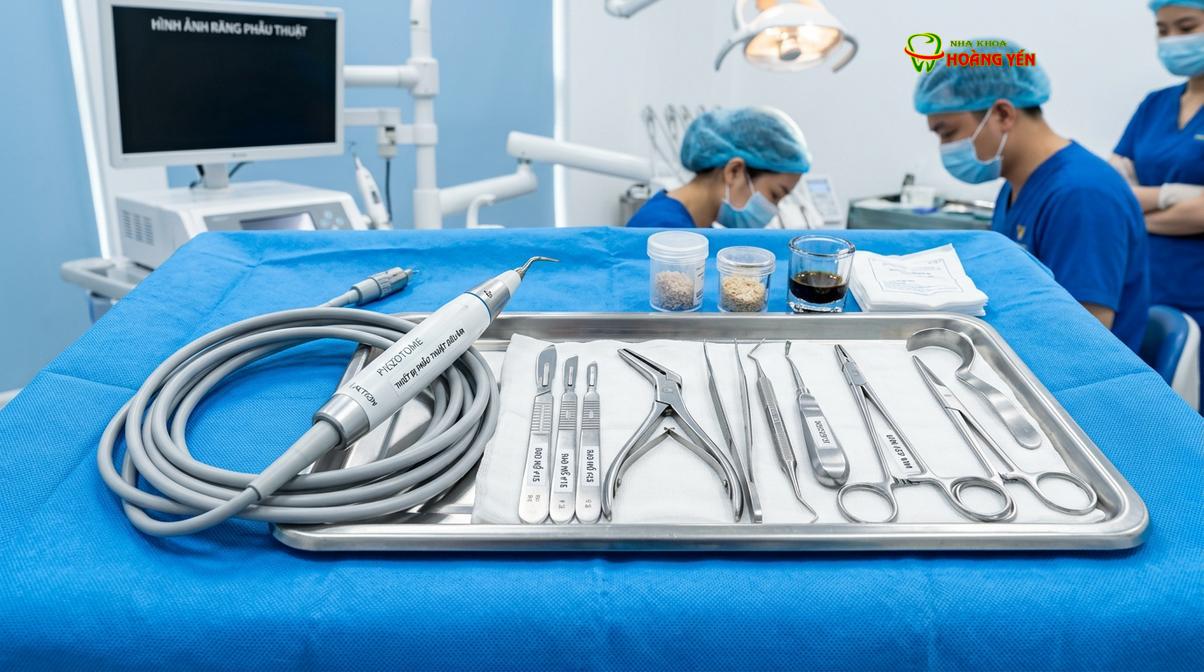 Hệ thống dụng cụ phẫu thuật được vô trùng tuyệt đối theo tiêu chuẩn Sở Y Tế.
