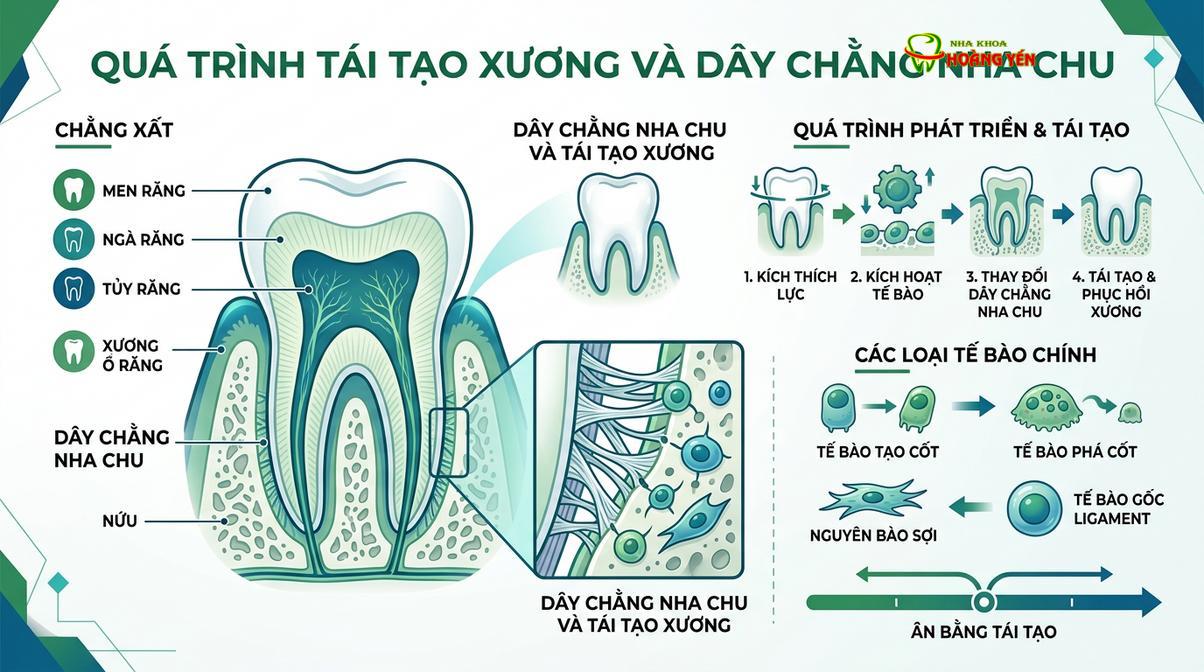 Mô phỏng cấu trúc dây chằng nha chu và xương ổ răng - nơi lưu giữ 'trí nhớ' về vị trí cũ của răng.