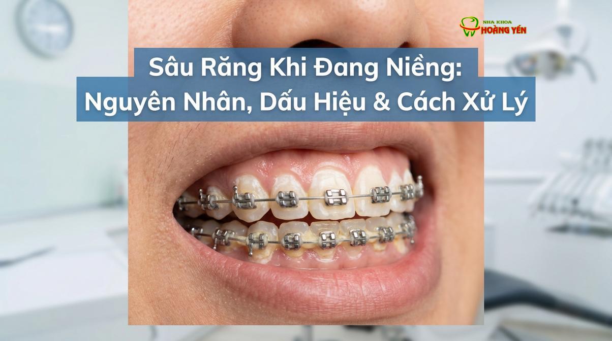Mảng bám tích tụ quanh mắc cài là nguyên nhân chính gây ra các đốm trắng và sâu răng trong quá trình chỉnh nha.