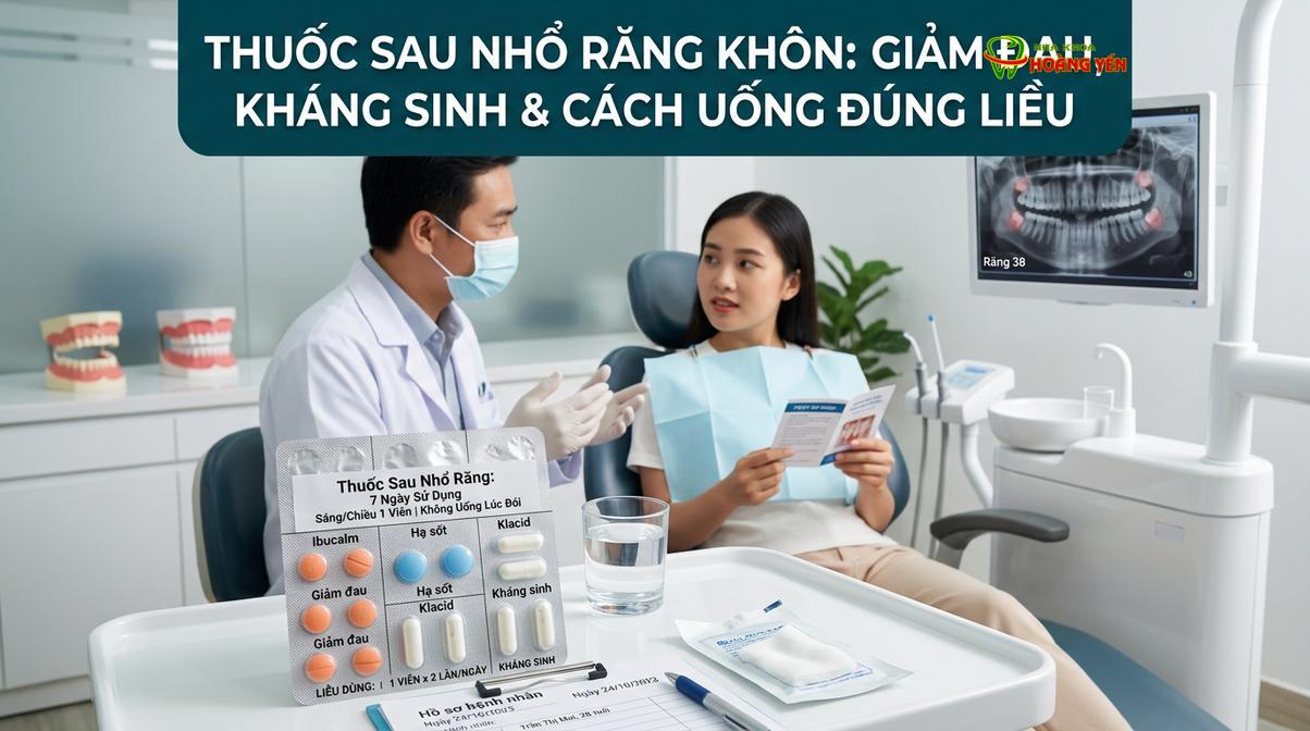 Các loại thuốc giảm đau, kháng sinh và kháng viêm thường được bác sĩ kê đơn sau phẫu thuật nhổ răng khôn.