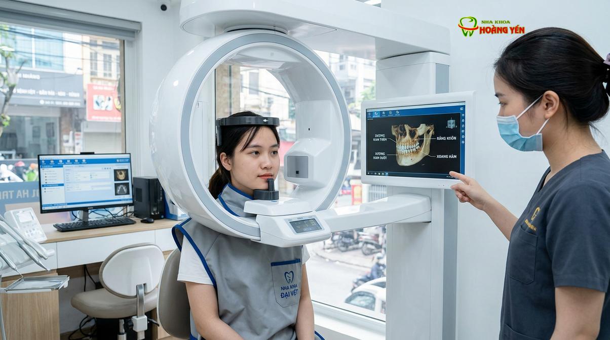 Chụp phim CT Cone Beam 3D là bước quan trọng để đánh giá chính xác mật độ xương.