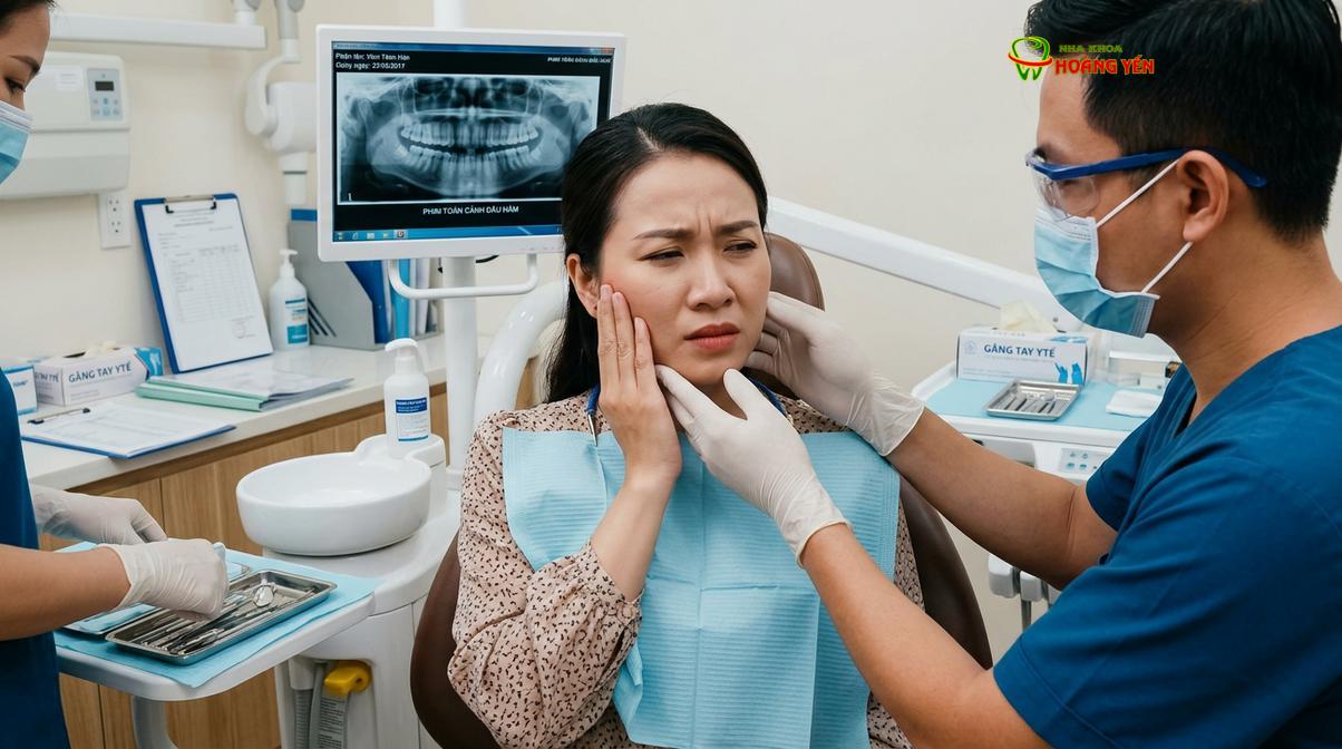 Đau hàm và khó há miệng là những triệu chứng điển hình của rối loạn khớp thái dương hàm.
