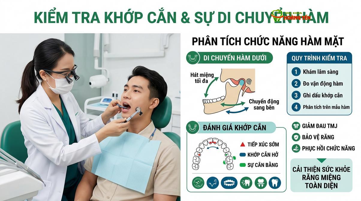 Bác sĩ thăm khám và đánh giá vận động khớp hàm trước khi lên phác đồ chỉnh nha.