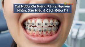 Visual illustration of tụt nướu khi niềng
