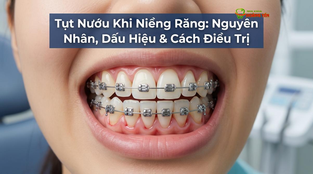 Tình trạng tụt nướu làm lộ chân răng thường gặp ở vùng răng cửa hàm dưới trong quá trình chỉnh nha.