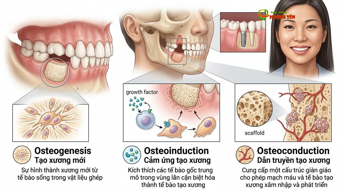 Các cơ chế sinh học cốt lõi quyết định sự thành công của quá trình tích hợp xương.