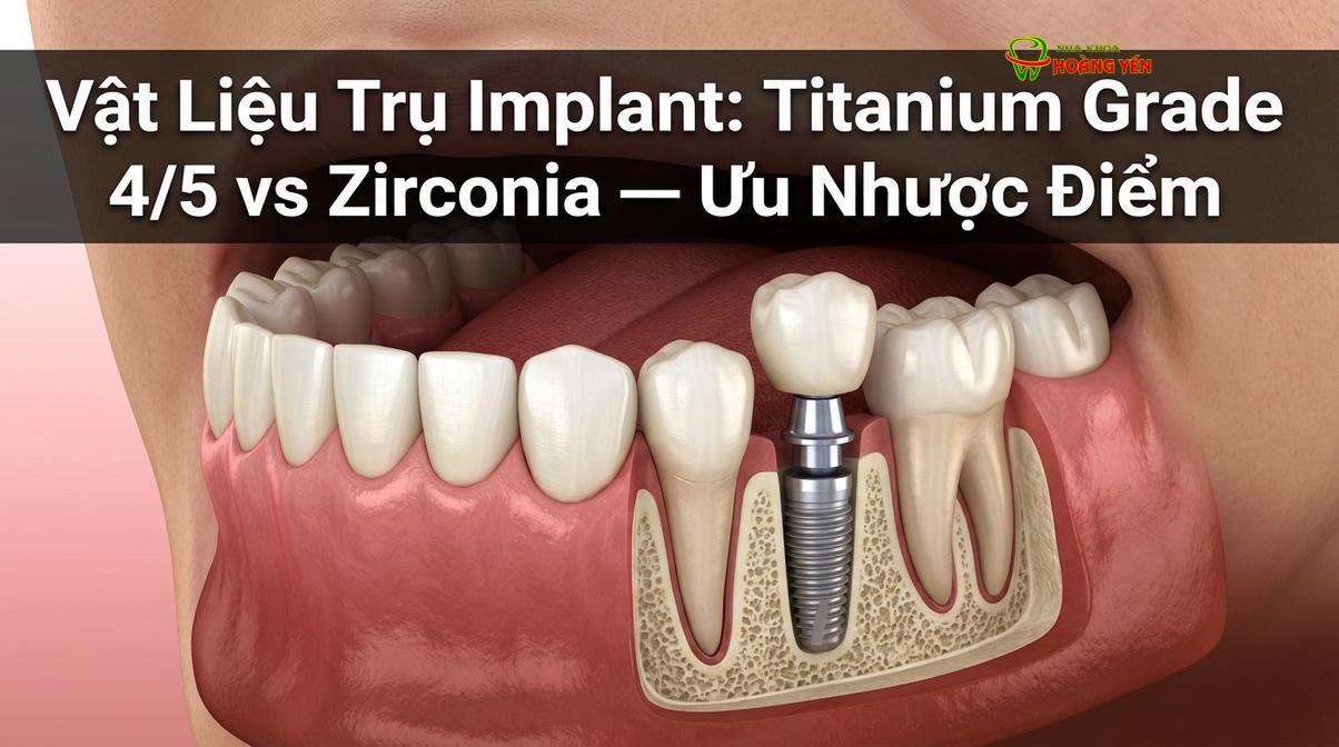 Cấu trúc cơ bản của một răng implant bao gồm trụ (fixture), khớp nối (abutment) và mão sứ (crown).